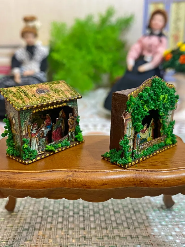 Christmas nativity scene. Doll miniature.1:12. Dollhouse miniature. Handmade. Christmas. Christmas gift.