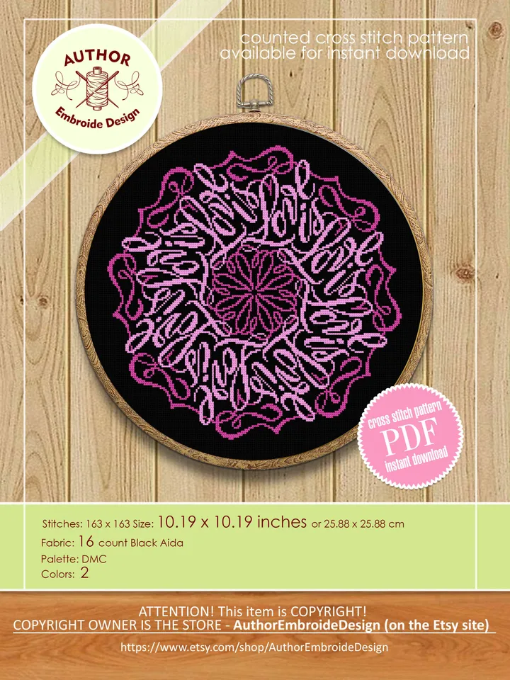 Love mandala cross stitch pattern PDF download Mandala art love cross stitch chart, Modern mandala pattern digital PDF, Home decor #M228