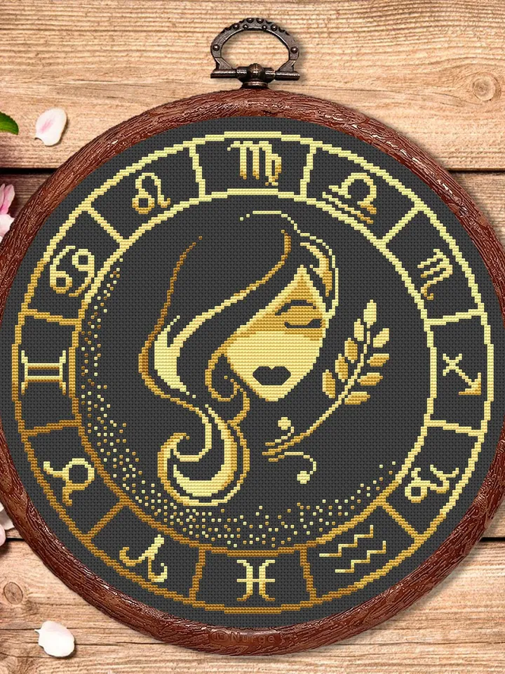 Virgo Cross Stitch Pattern, Zodiac Cross Stitch, Embroidery Zodiac, Virgo Pattern, Signs of the Zodiac Pattern, Modern Cross Stitch #zdc006