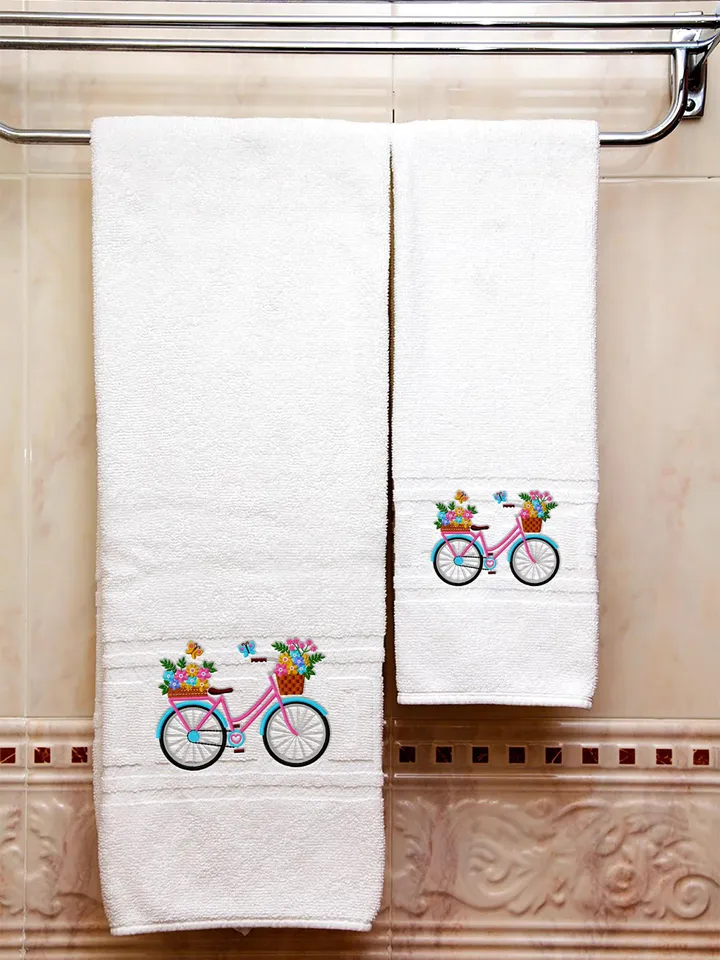 Bicycle embroidery design Machine embroidery pattern 3 size Bicycle with flowers embroidery files, Flower basket bike embroidery #R43
