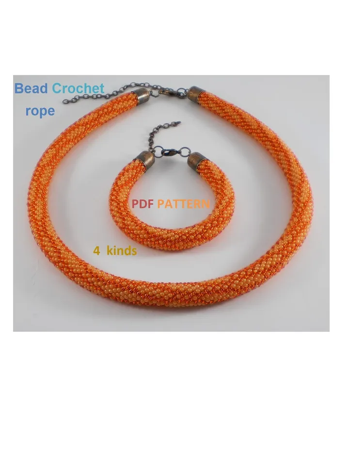 Bead Crochet Rope Necklace Bracelet patterns, pattern seed beads DIY, bead jewelery, Instant Download, PDF patterns