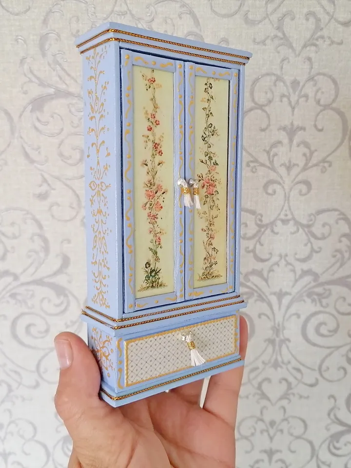1:12 scale. Handmade wardrobe for a dollhouse.