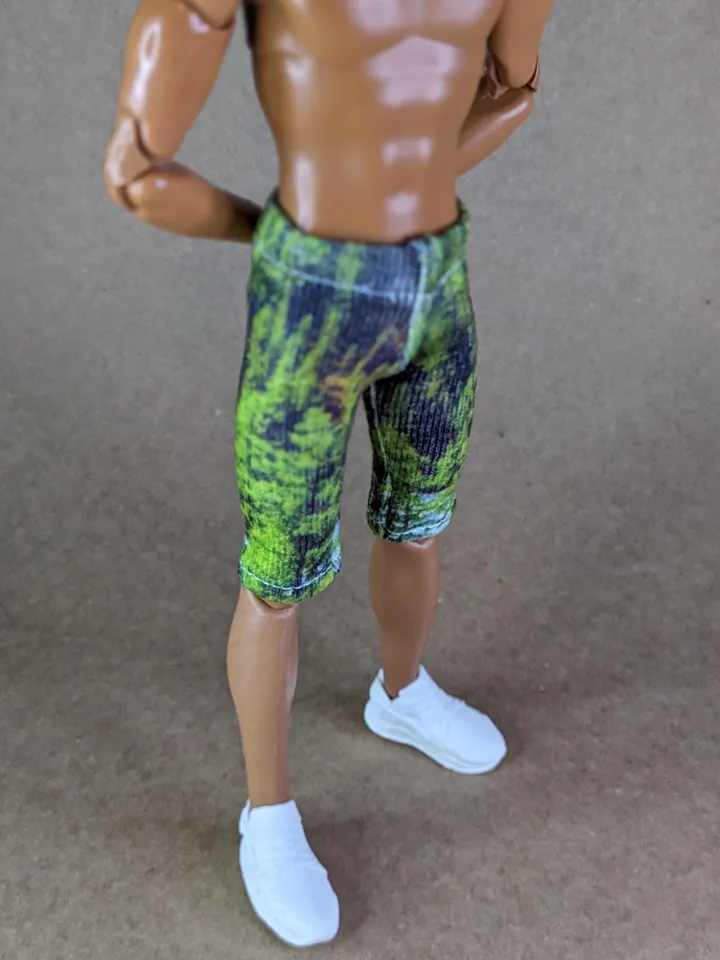 Natural printed elastic long shorts for 12-inch fashion male dolls