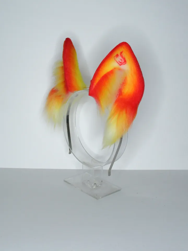 Pyro Genshin Impact faux fur cat ears on headband