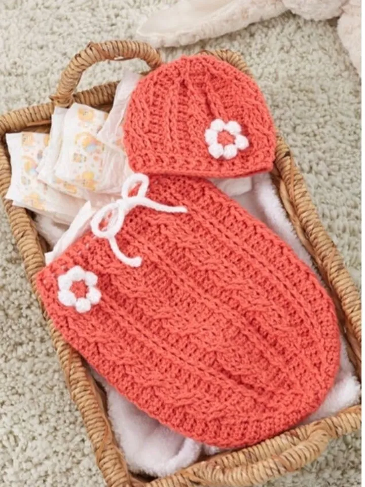 Crochet PATTERN Baby Cocoon and Hat Set , crochet hat, crochet cocoon, instant download pdf, baby crochet pattern