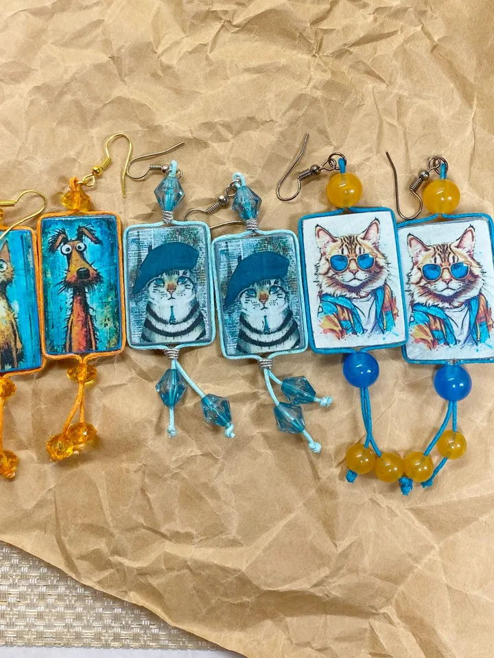 Handmade earrings. Designer jewelry. Bright, Funny, amusing earrings.
