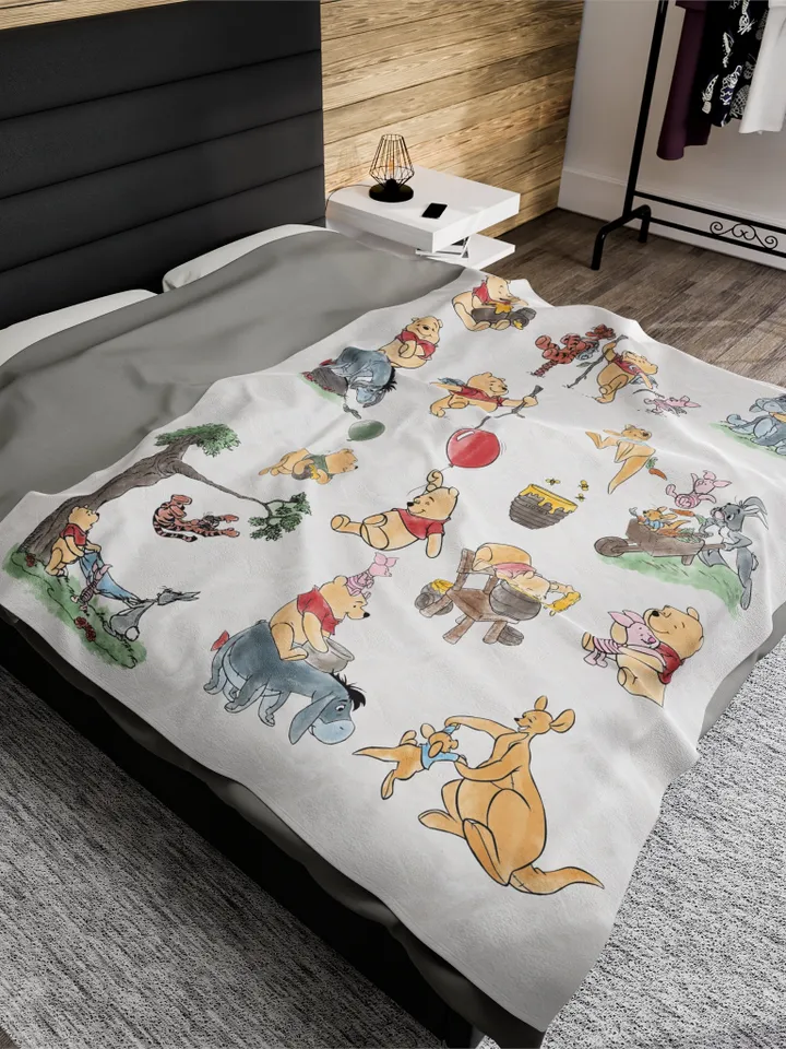 Winnie the Pooh Cozy Plush Blanket; Winnie the Pooh Baby Blanket; Hundred Acre Wood Blanket Gift for baby;