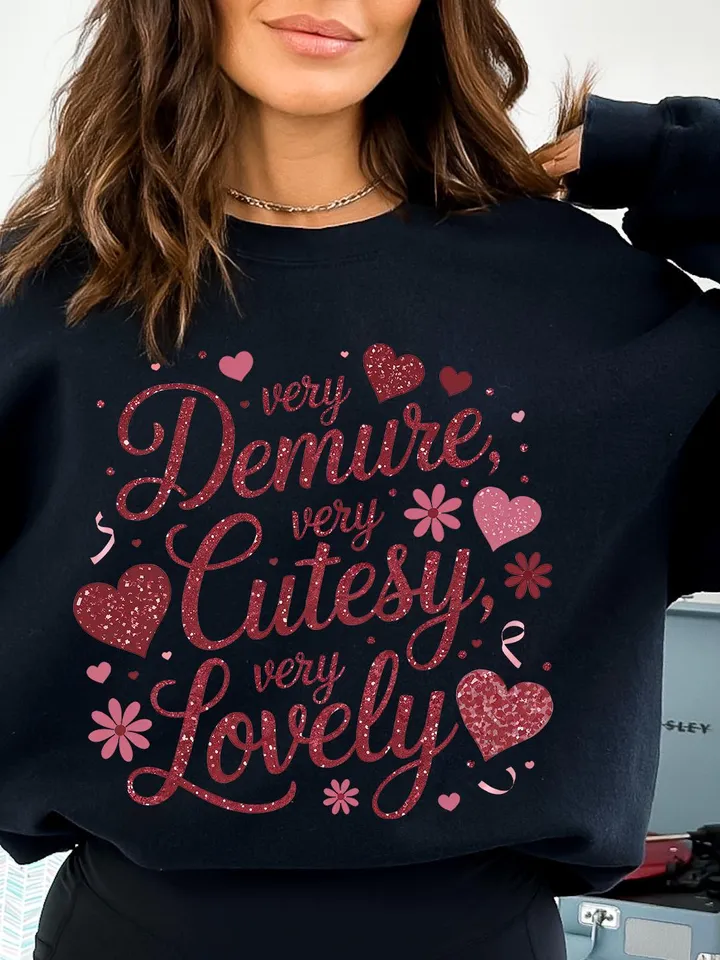 Very Demure Very Lovely Png, Glitter Valentine's Day Coquette PNG,VDay Very Cutesy png, Heart Glitter PNG, Trendy Valentines Sublimation