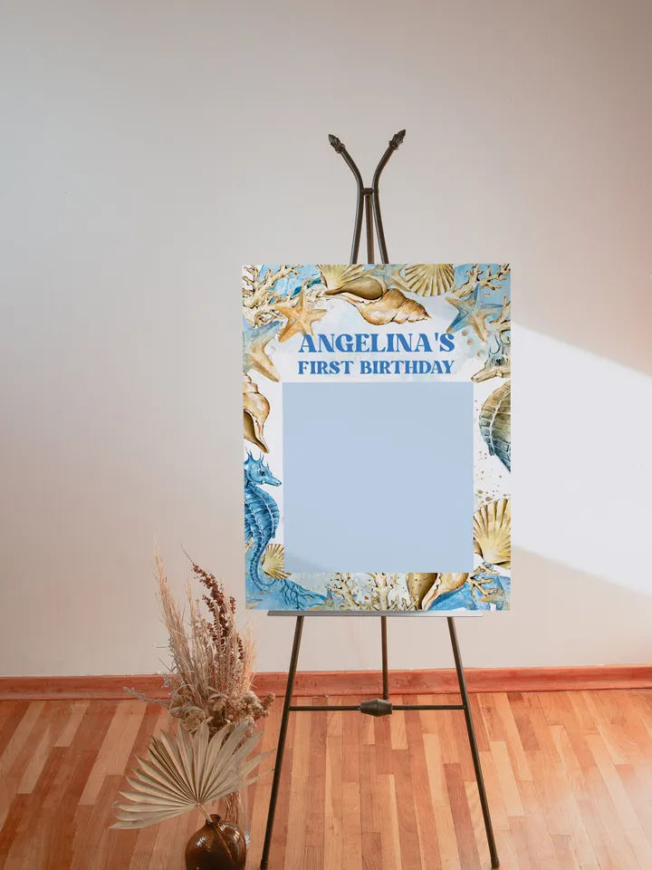 Editable Photoframe ONEder the Sea First Birthday Banner; Under the Sea Party; Ocean Party Birthday Template Instant Download; SE1