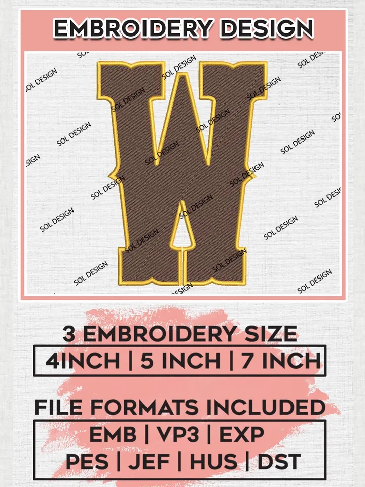NCAA Wyoming Cowboys Word Logo Embroidery Files, NCAA Wyoming Cowboys Team Embroidery, NCAA Cowboys Machine embroidery designs, Digital Download