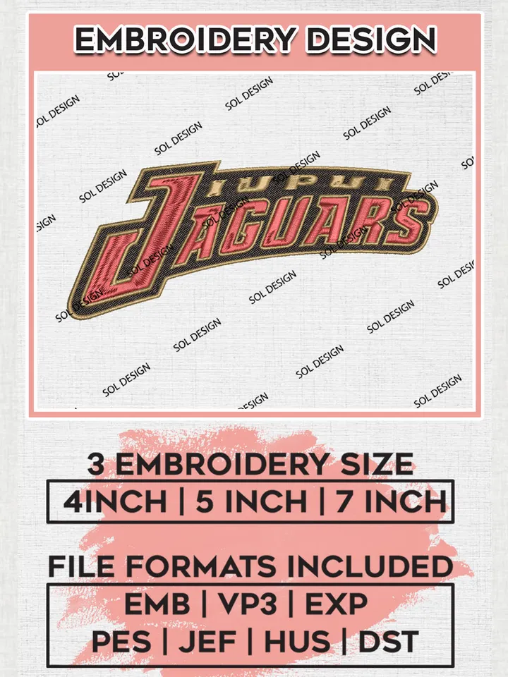 IUPUI Jaguars Team Writing Logo embroidery designs, NCAA IUPUI Jaguars Machine embroidery designs, NCAA College Team Logo embroidery designs, Machine embroidery designs, Digital Download