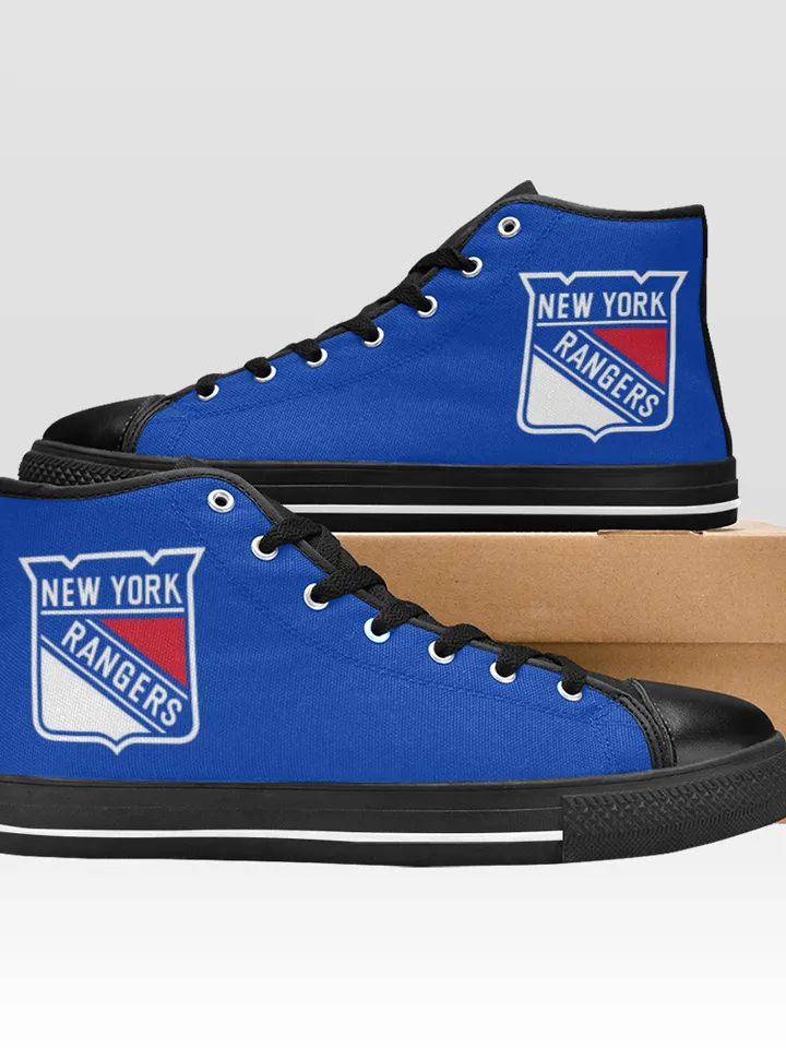 New York Rangers Shoes, High-Top Sneakers, Handmade Footwear