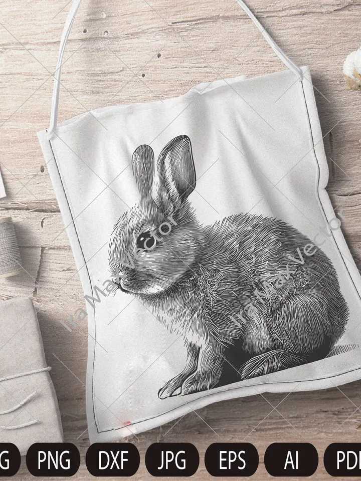 Rabbit SVG, Bunny detailed, Bunny monogram, easter, hunter svg, bunny cut files, peeking animal clipart, bunny Vector image, Printable art