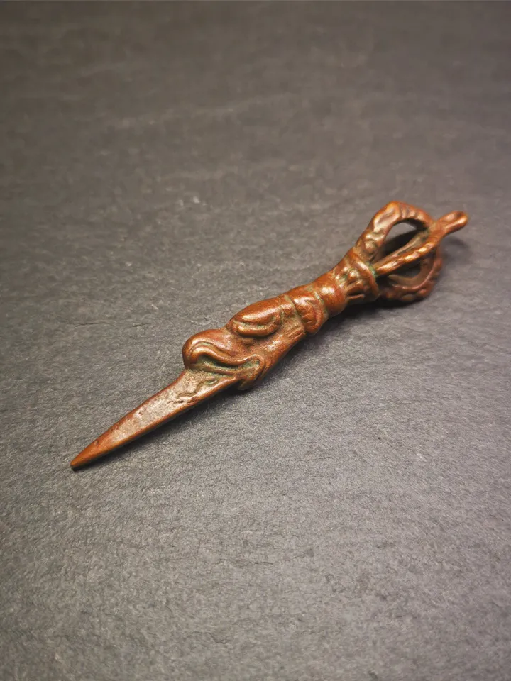 Gandhanra Antique Tibetan Amulet,Dragon Phurba,Kila(Dorje Phurba) , Trantic Buddhism Ritual Implement Pendant,Made of Copper,2.6"