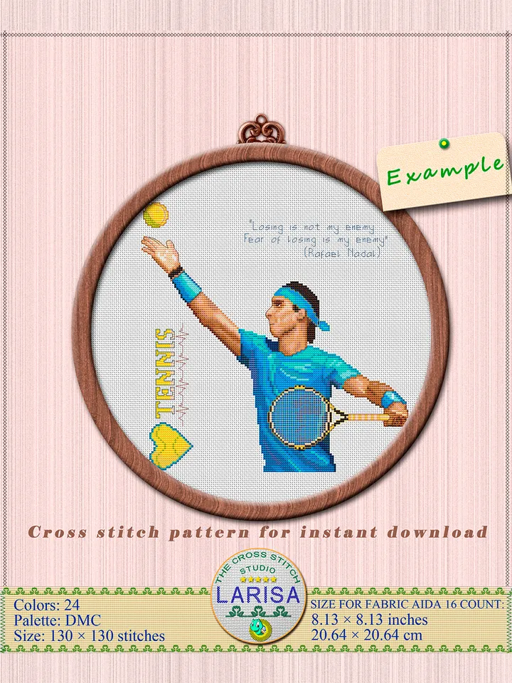 Tennis Cross Stitch Pattern | Tennis Player