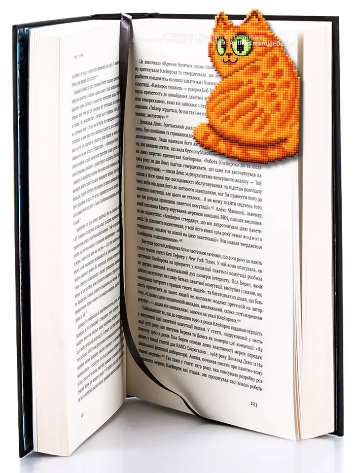 Orange cat Corner bookmark cross stitch pattern download PDF Cat cross stitch chart, Cat bookmark digital pattern PDF, Cat lover gift #B259