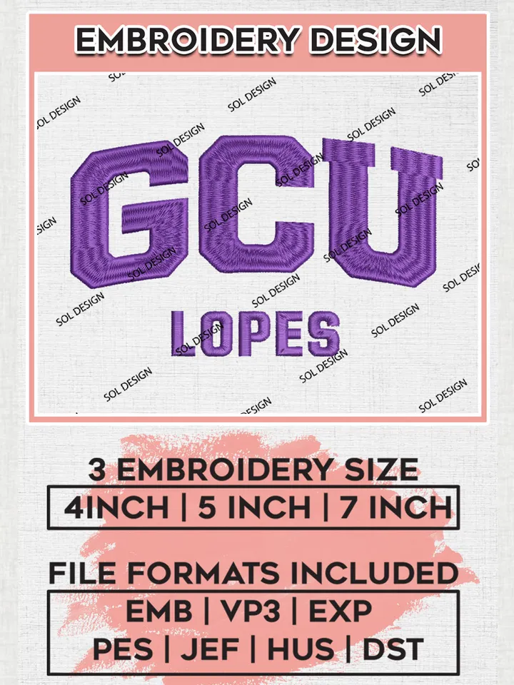 GCU Lopes Logo embroidery designs, NCAA Grand Canyon Lopes Wordmark Logo Machine embroidery designs, NCAA Logo embroidery designs, NCAA Lopes Machine embroidery designs, Digital Download