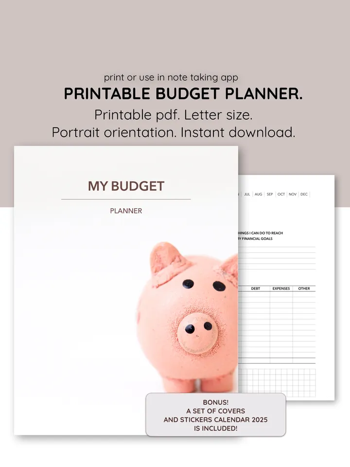 Personal Financial planner with expenses tracker for busy women. Printable Budget planner book. Family finance planning. Cost-of-living crisis printables.