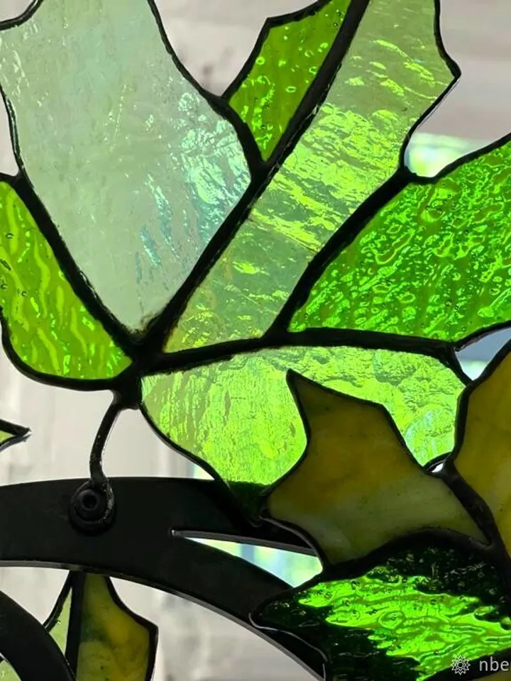 Tiffany Stained Glass: Maple Leaves on a Monogram, Tiffany Glass Art, Tiffany Stained Glass Artwork, Tiffany-Style Stained Glass: Maple Leaves,
Tiffany Stained Glass Artwork: Maple Leaf Motif, Maple Leaves Pattern, Tiffany Stained Glass: Maple Leaf Desig