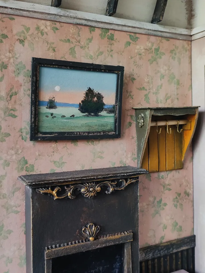 Set of Miniature Oil Paintings for Dollhouses Scale 1/6
