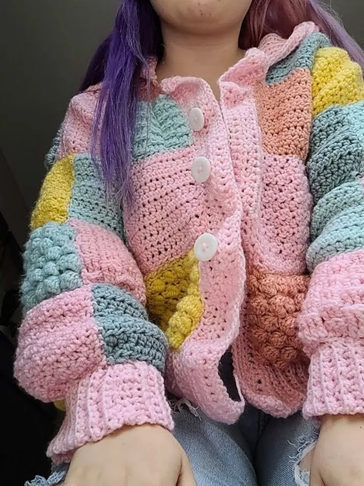 Patchwork cardigan crochet pattern, patchwork sweater crochet pattern, oversized cardigan pdf beginner pattern