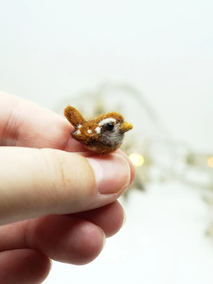 Tiny needle felted wren, miniature bird, made to order