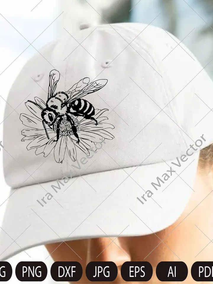 Bee svg, Floral bee, bee on flower, honey bee, bumble bee svg png jpg clip art Silhouette Cricut Cutting Machine cut file