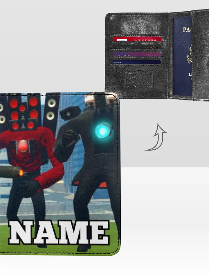 Skibidi Toilet Passport Cover Custom NAME, Passport Holder High-Grade Microfiber Leather