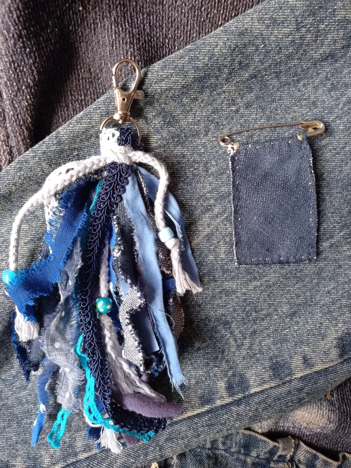 Owl Brooch and boho keychain Set
