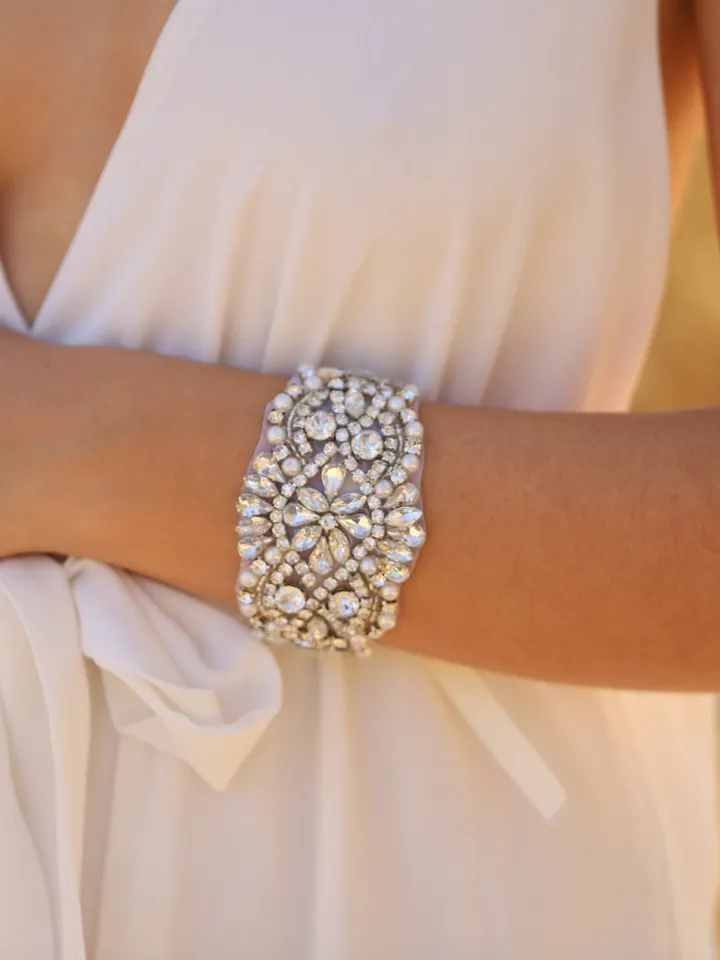 Silver | Rose Gold Bridal Bracelet, Vintage Wedding Bracelet, Bridesmaids Gift, Cuff Bracelet, Crystal Adjustable Bracelet,Rose Gold Jewelry