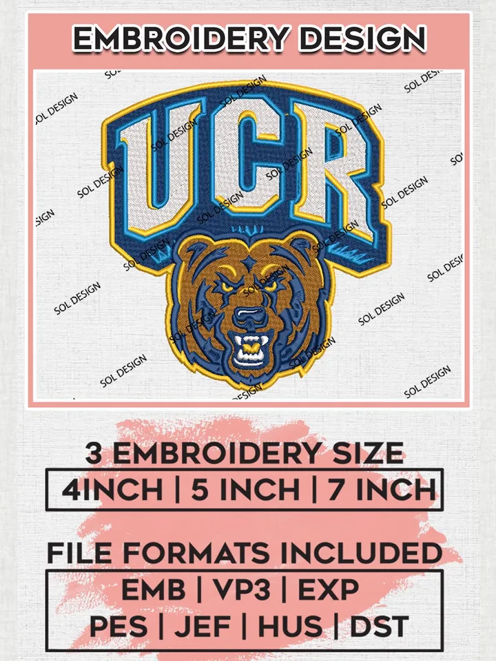 NCAA UCR Highlanders Team Mascot Logo Machine Embroidery Design, NCAA UC Riverside Highlanders Team Design Design files, NCAA Team Embroidery Designs, NCAA Machine Embroidery Designs, Digital Download