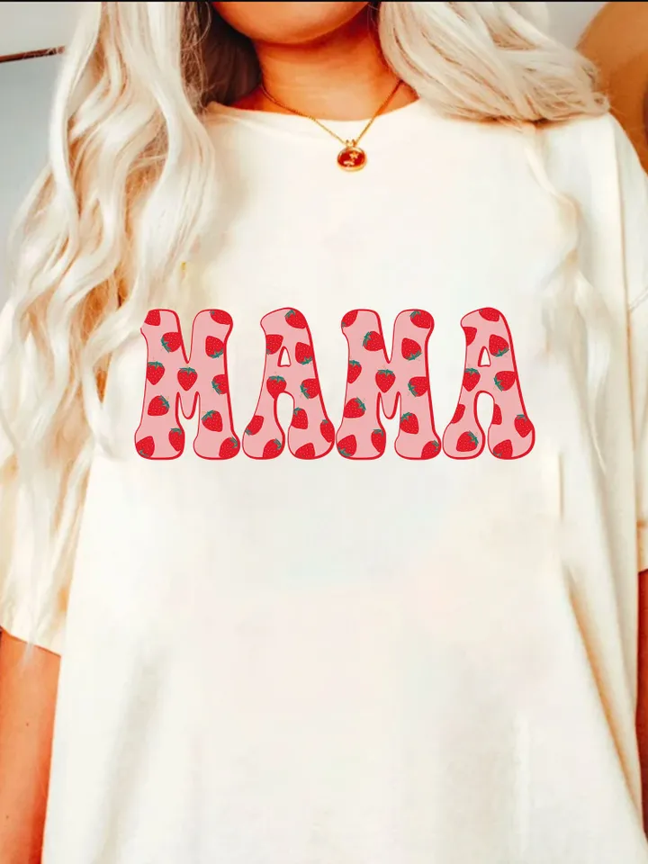Trendy Retro Mama PNG Strawberry Berry First Summer Varsity Popular Aesthetic Trendy Mom Berry Sweet Shirt Design Sublimation DTG PNG