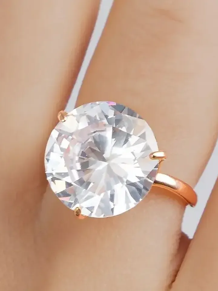 Ring Silver gold plated 925 assay value with cubic zirconia