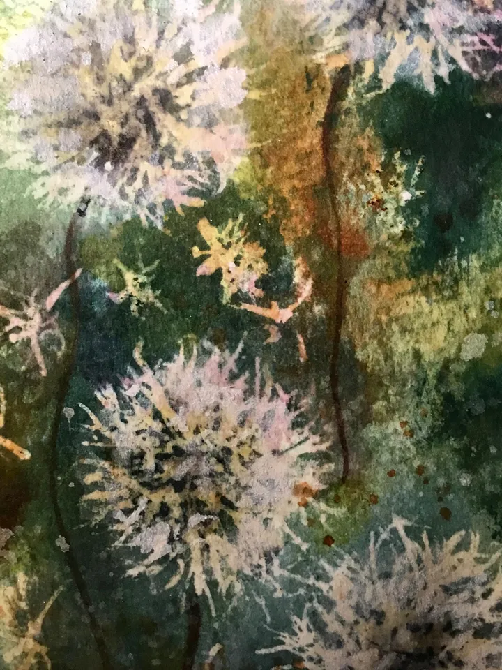 Dandelion fields original watercolour painting,flowers watercolour painting,floral landscape,small painting gift,wall hanging decoration