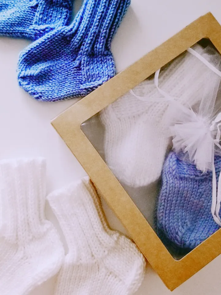 Knitted Socks for Newborns 2 pairs 6 months - 1 year 4.3 in Handmade for a Baby
