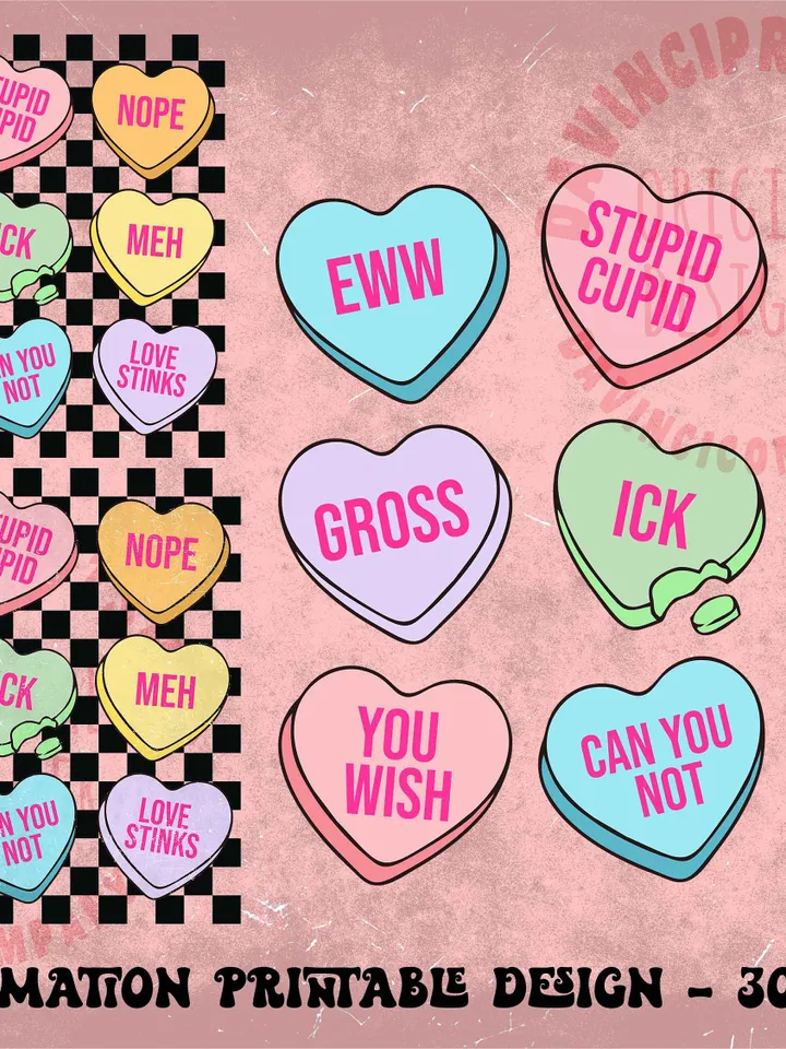 Valentines Conversation Hearts PNG, Anti Valentines png, Valentines png, Valentines Sublimation, Candy Hearts png, Sublimation Designs, png