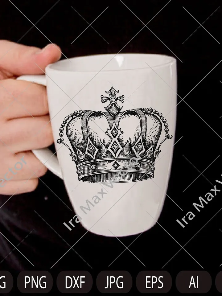 Royal crown/Crown diadem vector/Queen crown/King's crown vintage sketch drawing clipart/Digital illustration/