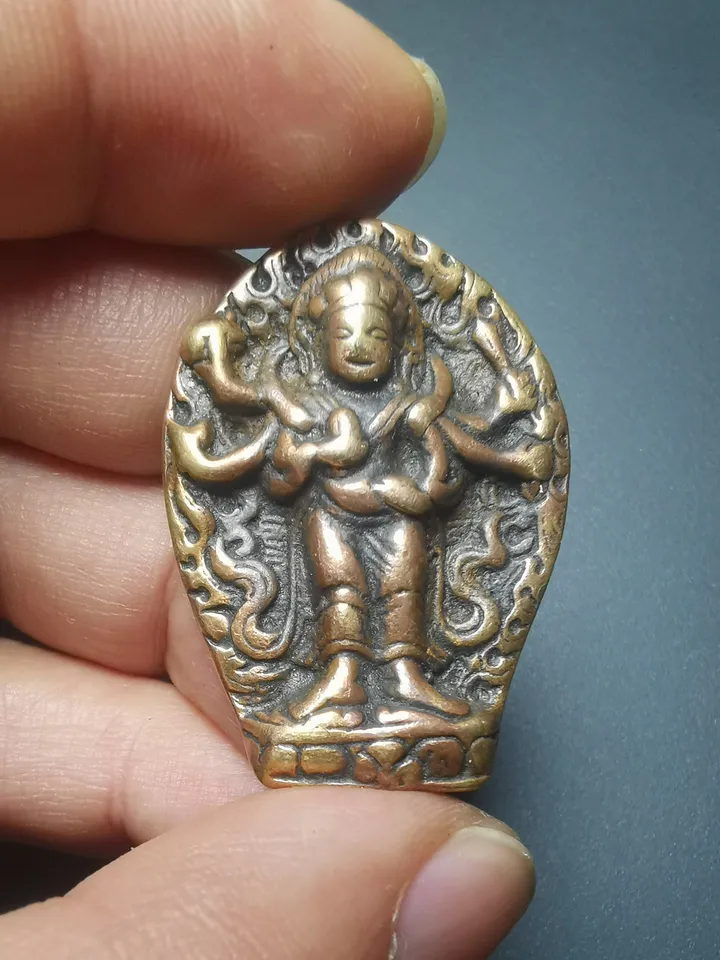 Gandhanra Handmade Thokcha Pendant,Six-armed Manjusri,Wisdom Buddha,Tibetan Budhist Protective Amulet