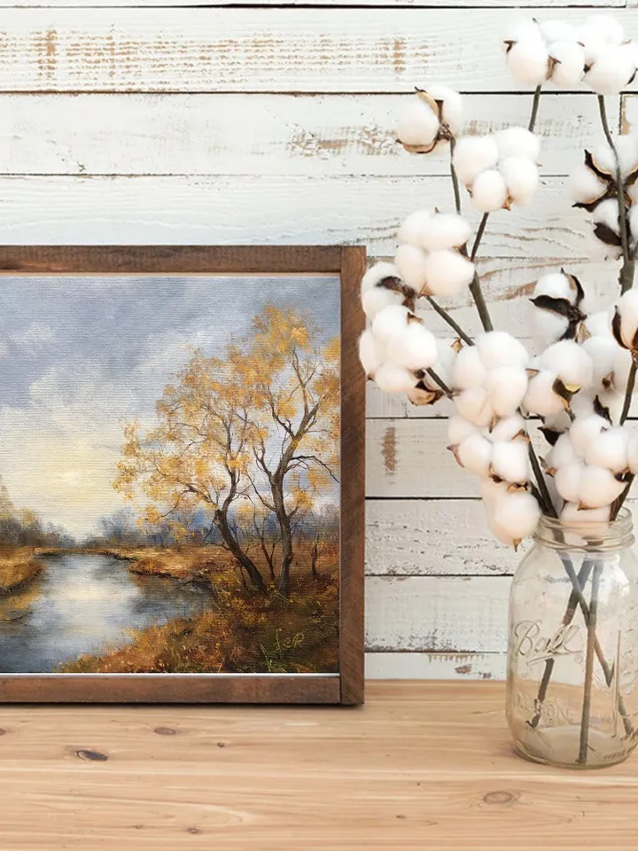 Landscape Original Oil Painting Autumn Wall Art Forest Artwork