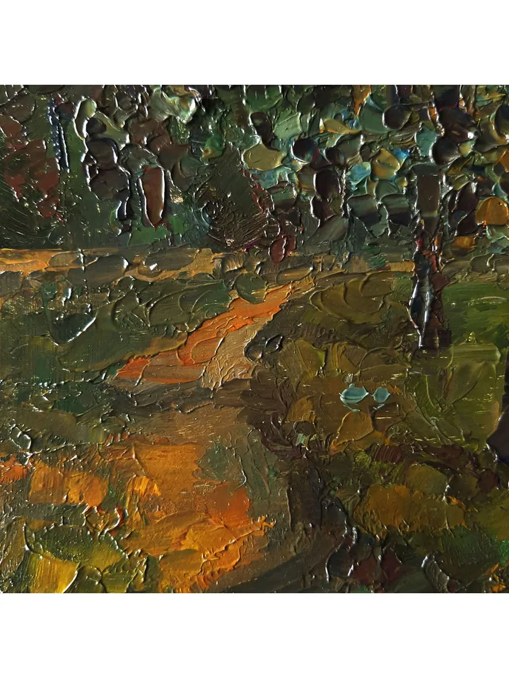 Red Sunset over River Painting 8x12" ORIGINAL PAINTING Summer Evening Landscape Impressionist Signed by artist Marina Chuchko