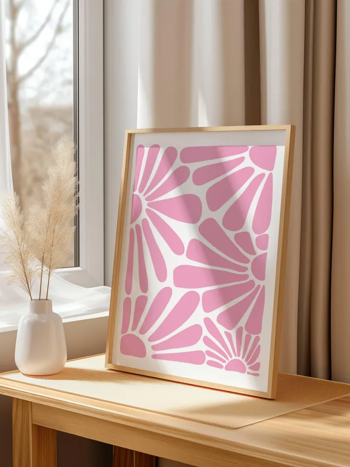 Soft Pink Wall Art Set of 2 Prints, Boho Flower Print, Pink Abstract Minimalist Organic, Pink Floral Wall Art, Wild Flower, Printable Art