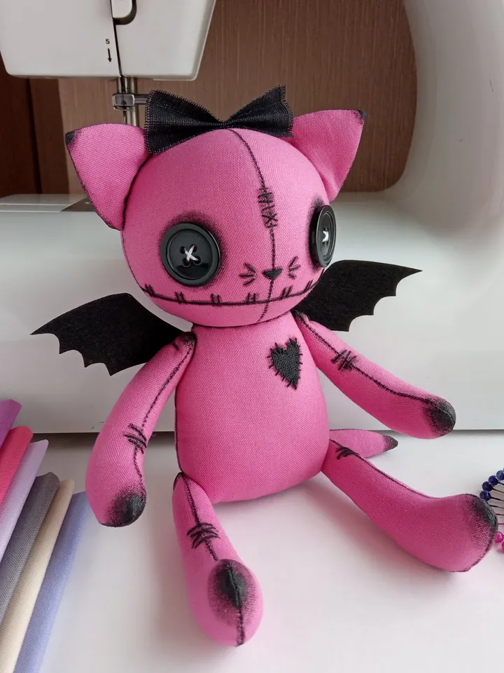 Handmade Cat Doll – Bright Pink