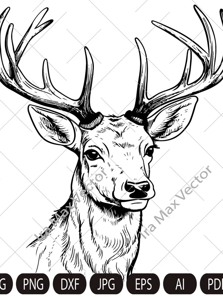 Deer Svg, Elk svg, Deer Head Svg, Deer face, Deer Hunting Svg , Hunting Svg Files, Animals Svg , Deer Silhouette , Deer Clipart, Deer Vector