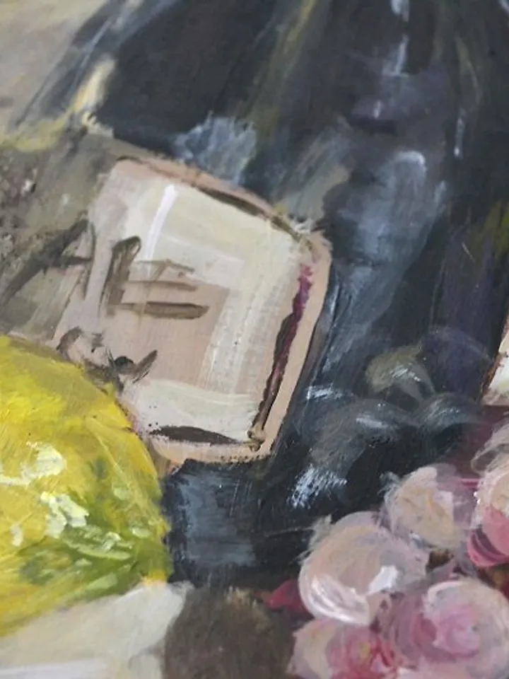 Wine Bottle Painting Original Oil Art Wine Artwork