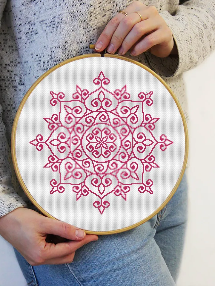 Mandala set cross stitch pattern download PDF, Monochrome mandala embroidery, Floral ornament cross stitch chart, Mandala digital PDF #S19