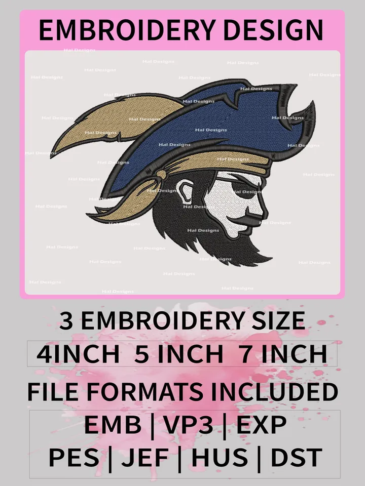 NCAA Charleston Southern Buccaneers Embroidery File, 3 Sizes, 6 Formats, NCAA Machine Embroidery Design, NCAA Logo, NCAA Teams