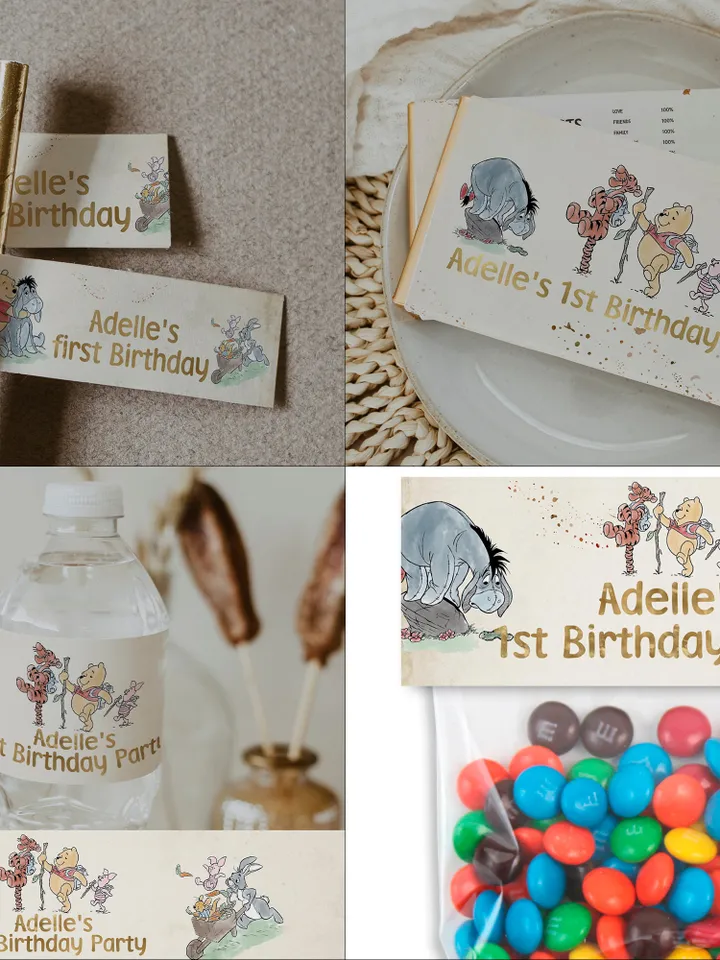 DIY Winnie Pooh Birthday Bundle; Editable 1st Birthday Party Template; Winnie the Pooh Birthday Party; Pooh Birthday Party Decoration; wpg13