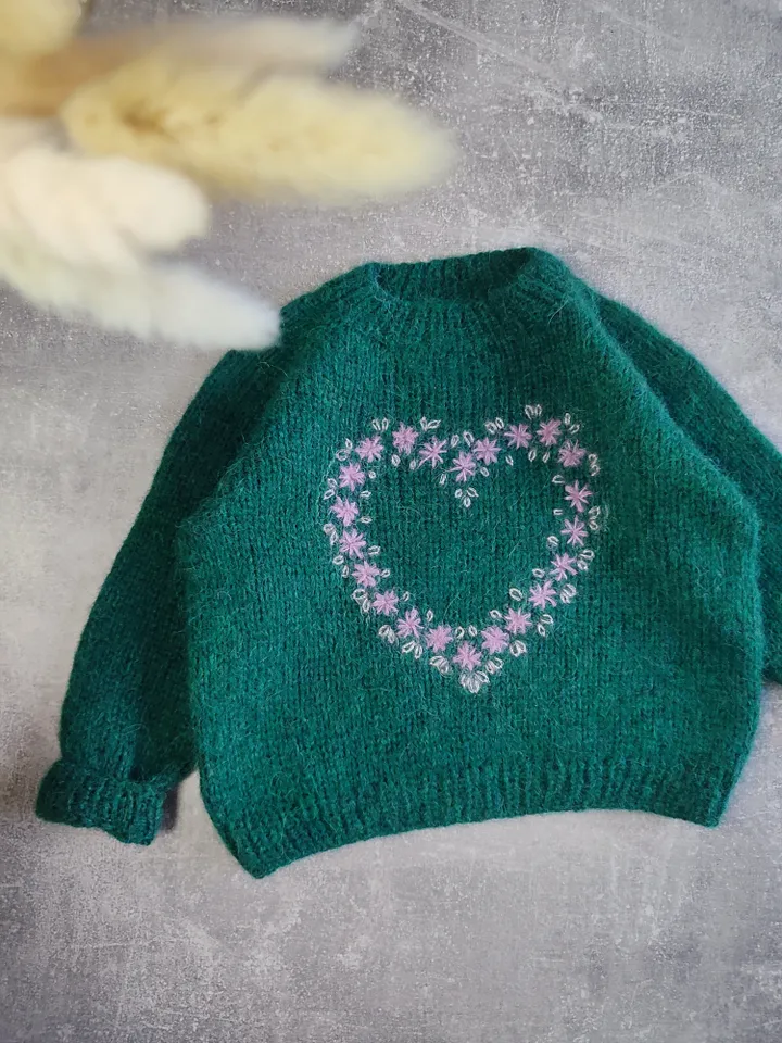 Wool sweater for child with embroidery "My love"