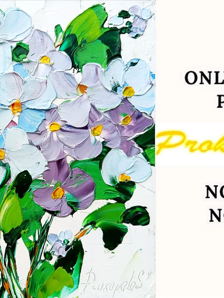 Forget-Me-Nots Oil Painting Floral Original Art Flowers Impasto Wall Art Spring Gifts For Her by ArtProkopaloSv