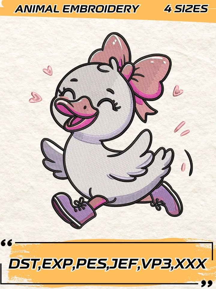 Funny Goose Embroidery Designs,Animal Embroidery Design, Silly Goose Design,4 Sizes,Digital Download